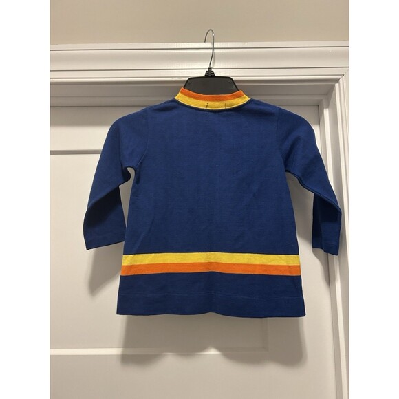 Vintage Kids Healthtex Clothing Royal Blue Rainbow Striped Youth Size 6 80’s - Picture 3 of 3